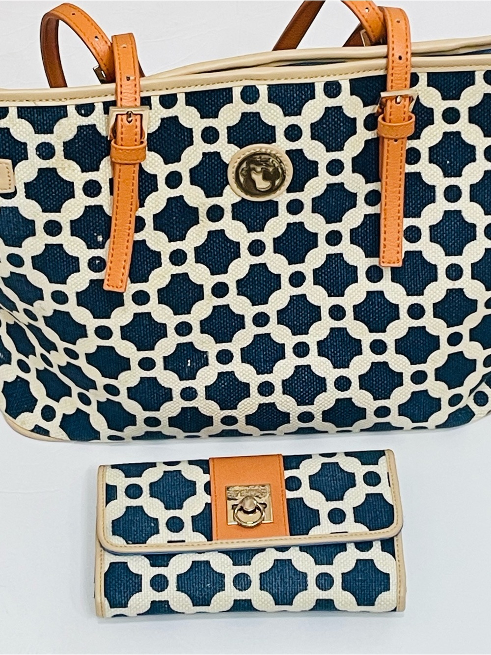Spartina Tote Set Navy With Cream includes Wallet BEAUTIFUL FOR SUMMER 18.5x10